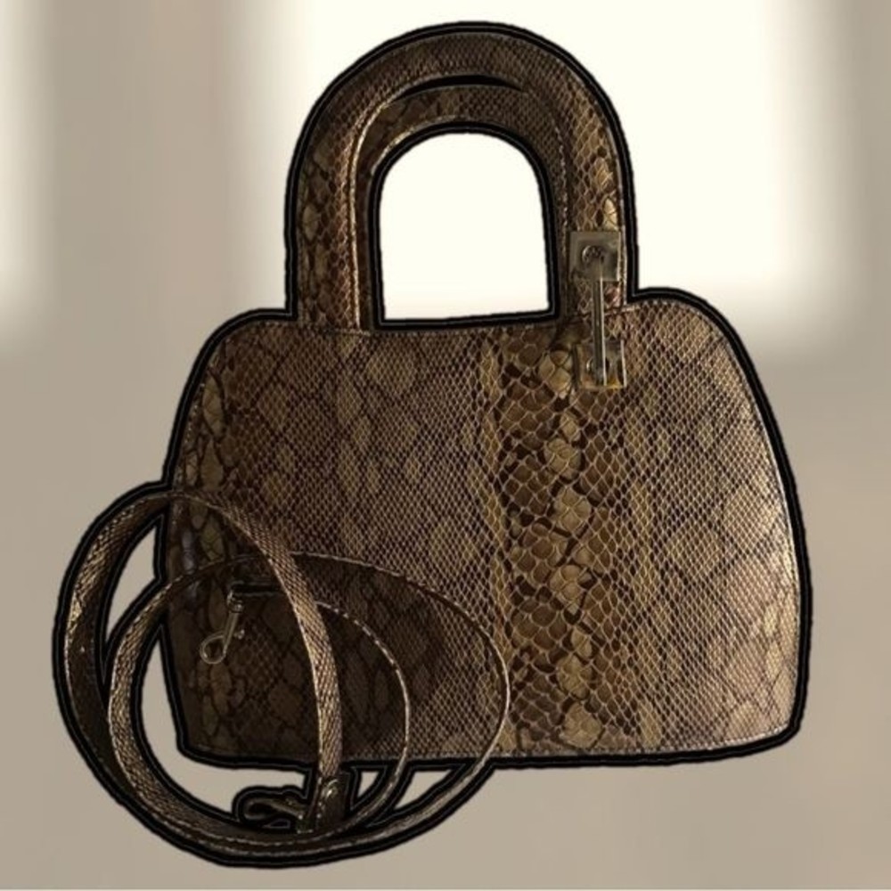 Leather Snake Print Bag Shouder/Hand Straps 12” x 8”
